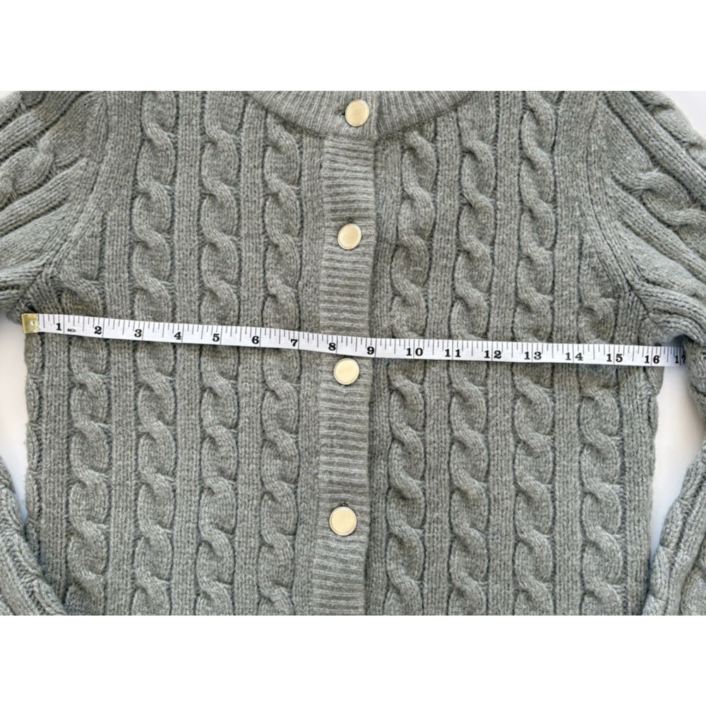 Abercrombie & Fitch Cable Crew Cardigan Sweater Olive Green Gold Buttons Cozy S - Picture 8 of 10